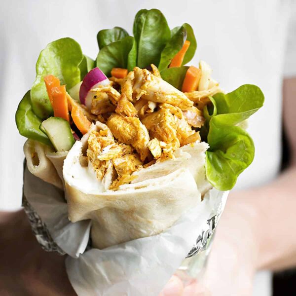 shawarma wrap held in hands