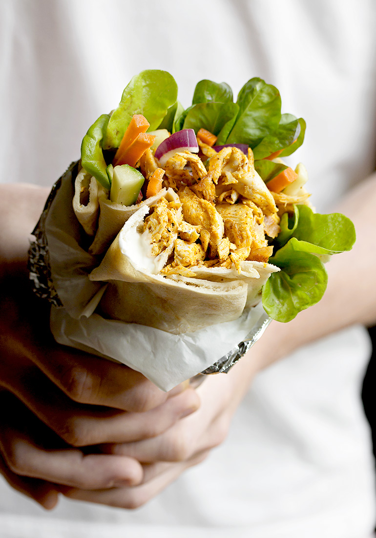 Rotisserie Chicken Shawarma Pita Wrap - Seasons and Suppers