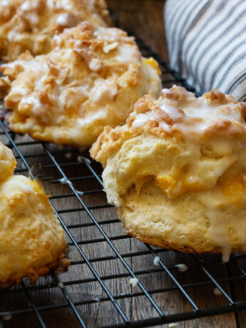 peach biscuits on cooling rack