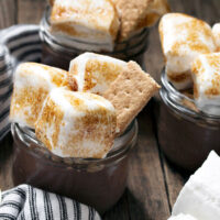 smores pudding jars with marshmallows