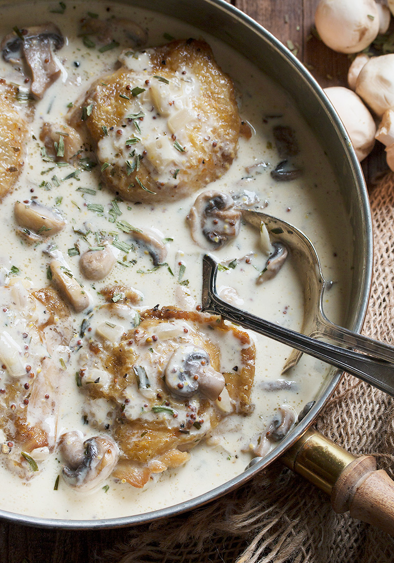 Chicken Thighs with Creamy Mushroom Tarragon Sauce