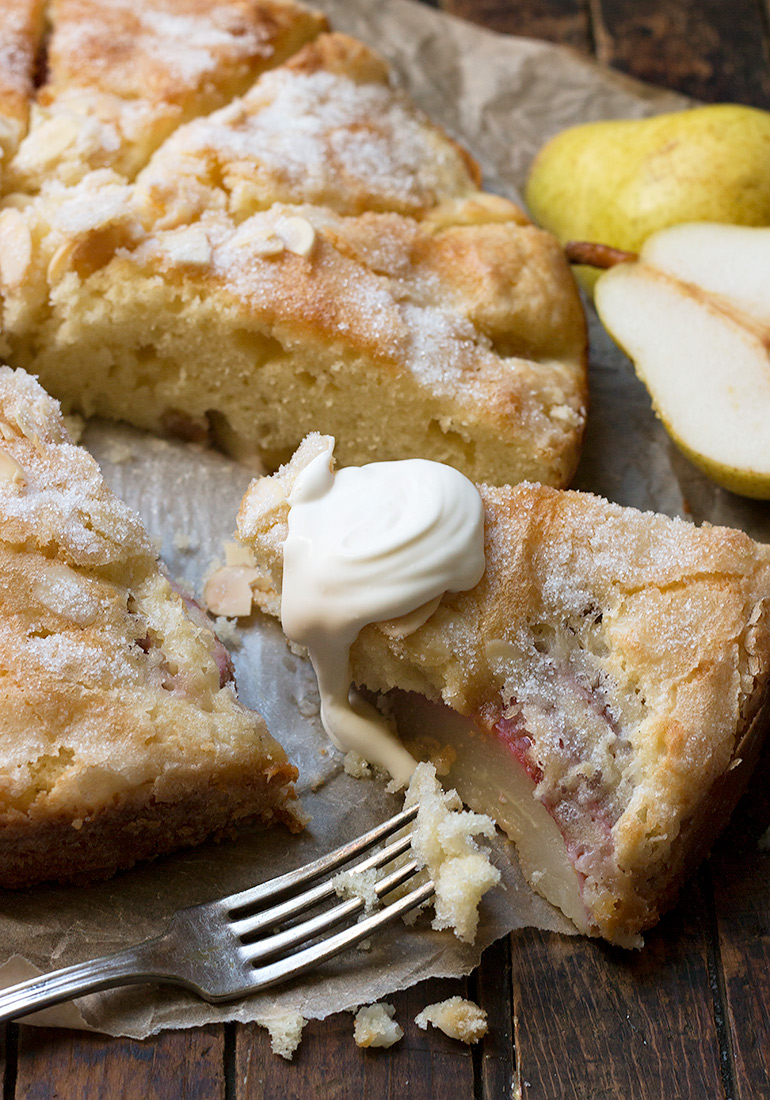 French Pear Cake with Crème Fraîche