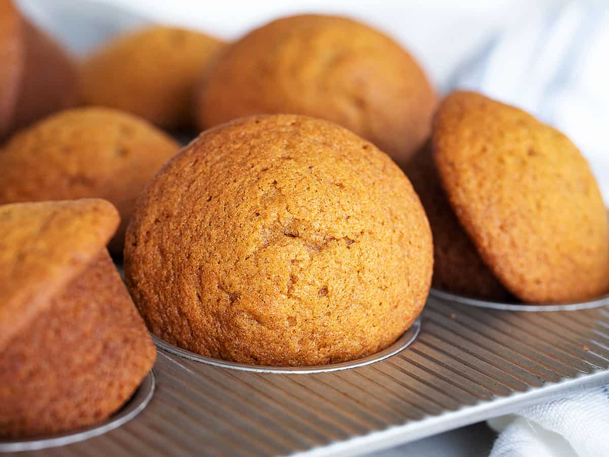 pumpkin muffins in muffin tin