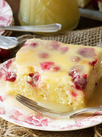cranberry cake with butter sauce