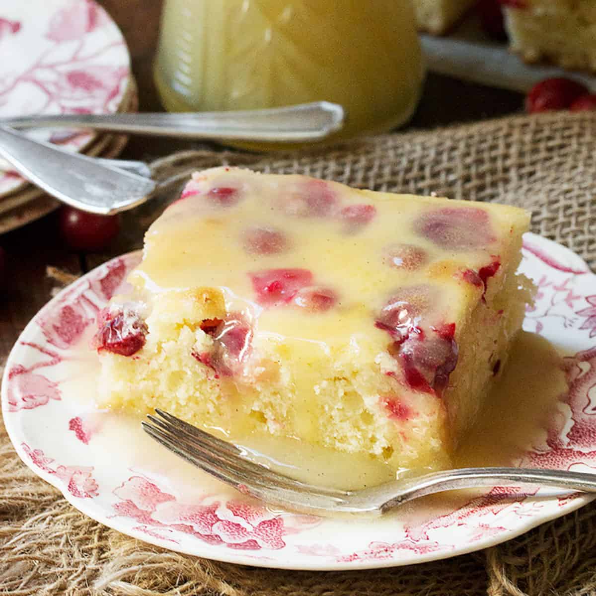Cranberry Cake with Butter Sauce