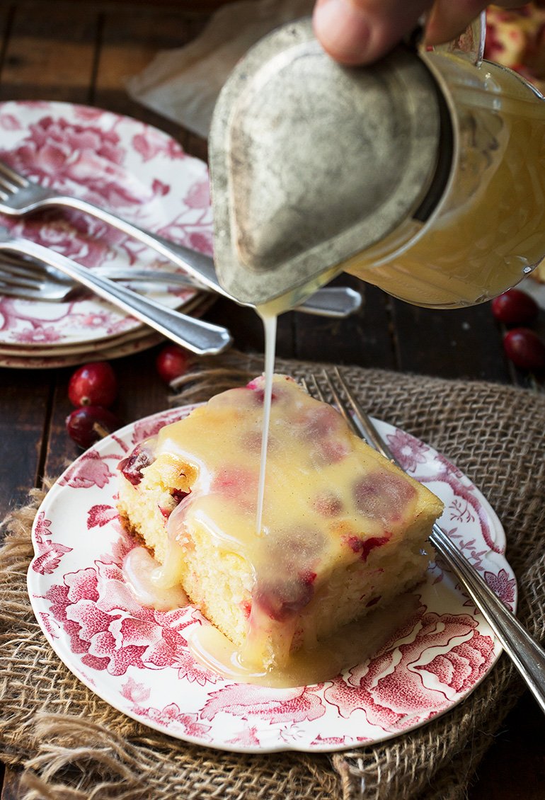 Cranberry Cake with Warm Vanilla Sauce