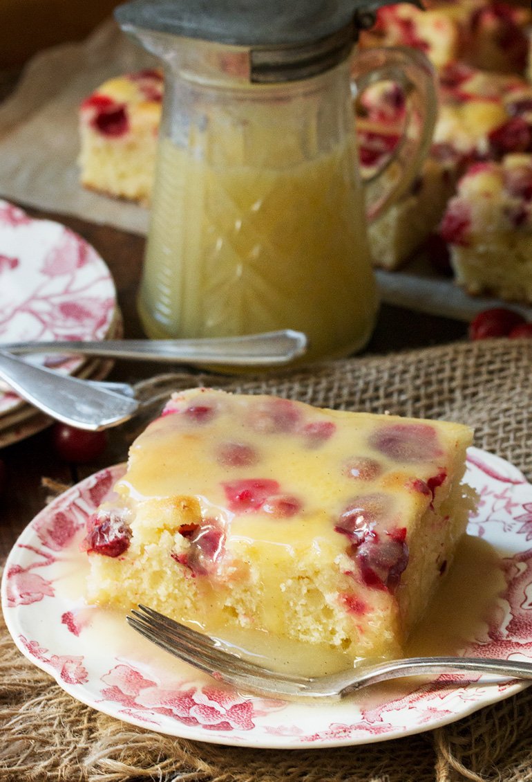 Cranberry Cake with Vanilla Sauce