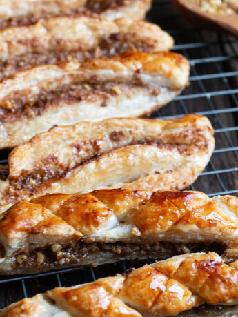 easy baklava pastries on cooling rack