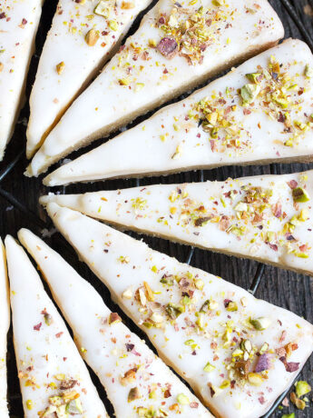 lemon pistachio shortbread cookie wedges