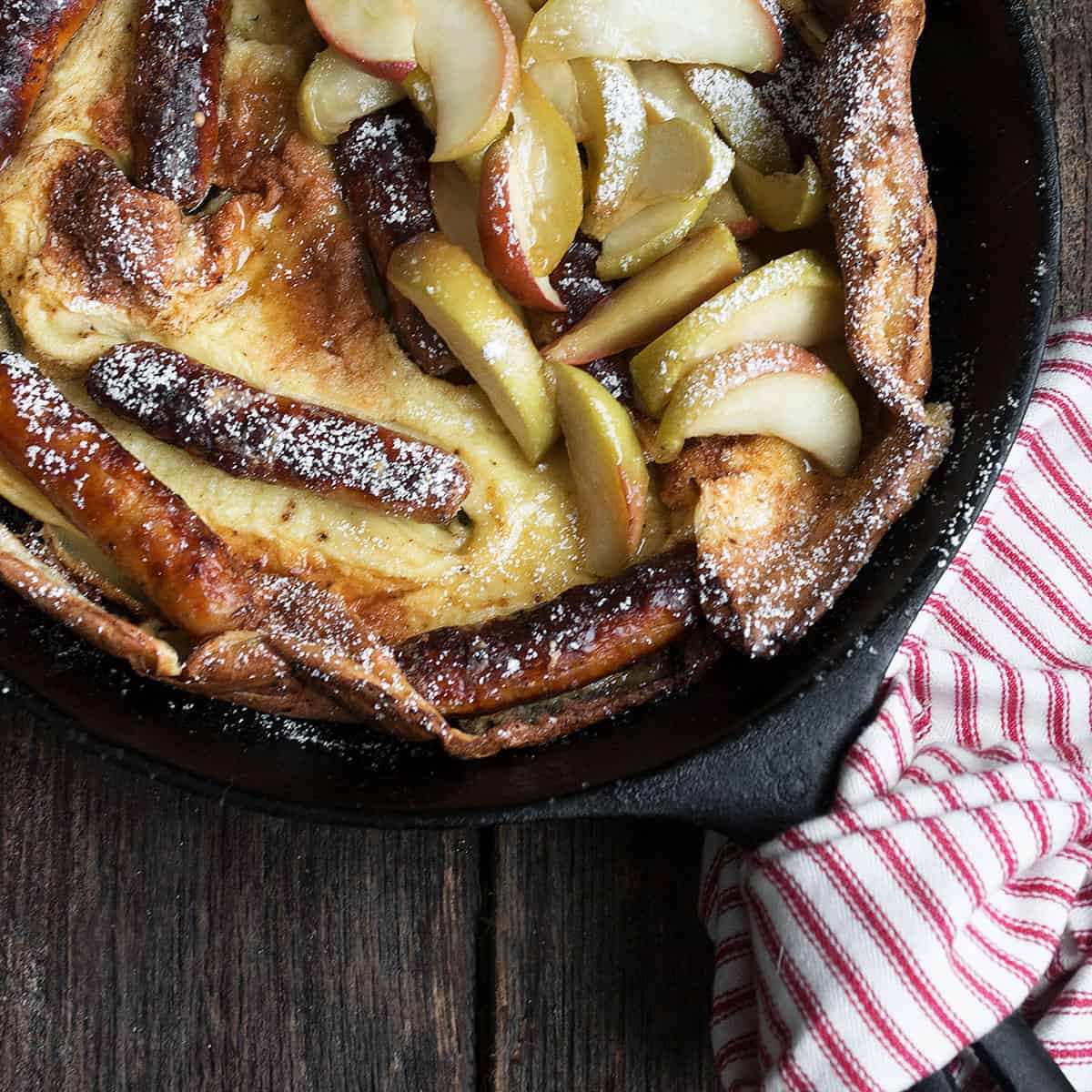 Sausage Dutch Baby Pancake with Apples