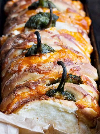 jalapeno popper pull apart bread in pan