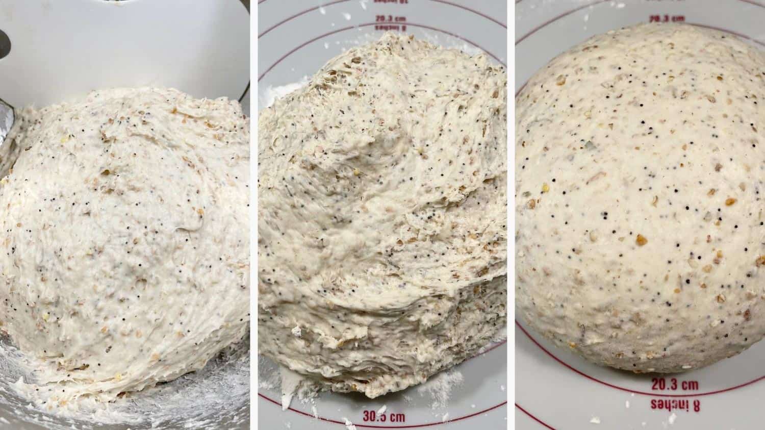 Dough on work surface after resting.