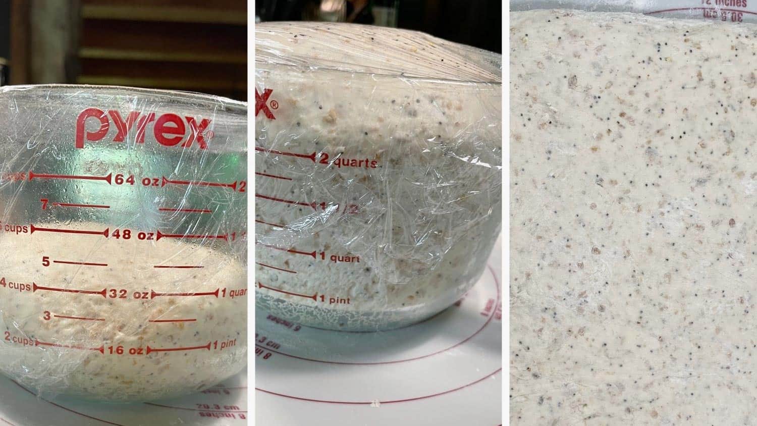 Setting dough to rise in mixing bowl and rolling out after rising.