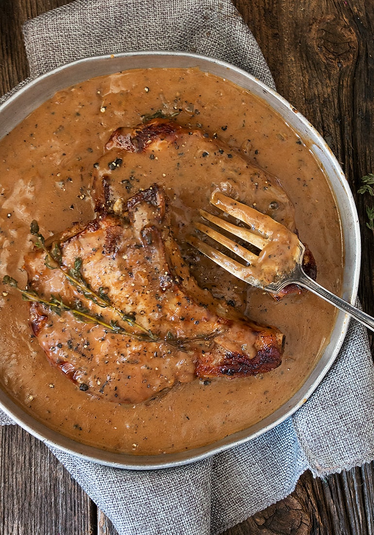 Pork Chops with Peppercorn Sauce Seasons and Suppers