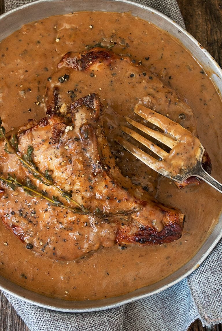Pork Chops with Peppercorn Sauce Seasons and Suppers