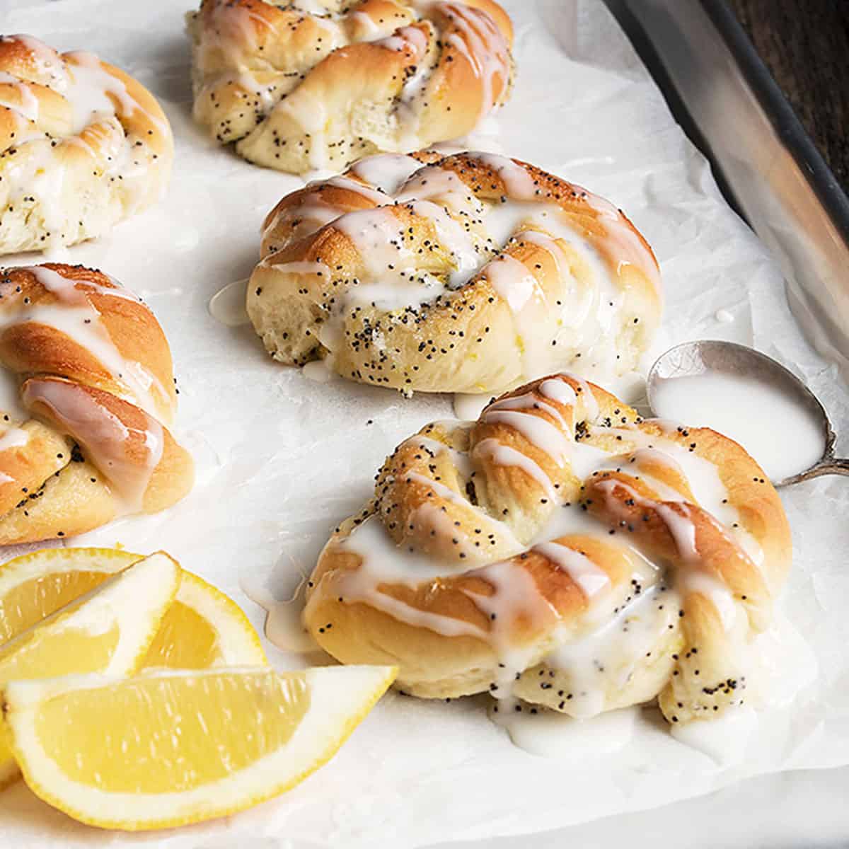 Knotted Lemon Poppy Seed Rolls
