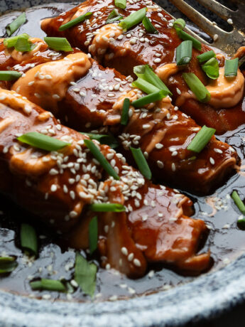 instant pot teriyaki salmon on plate