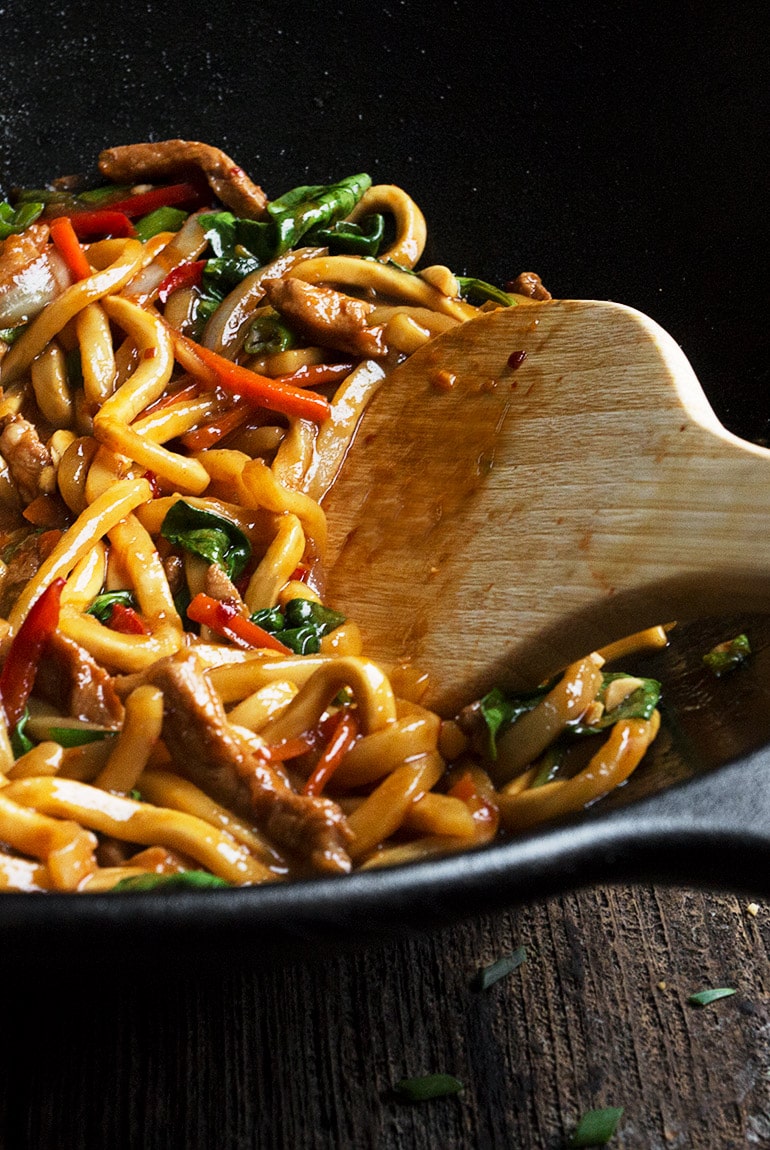 20 Minute Spicy Pork Udon Stir Fry Seasons and Suppers