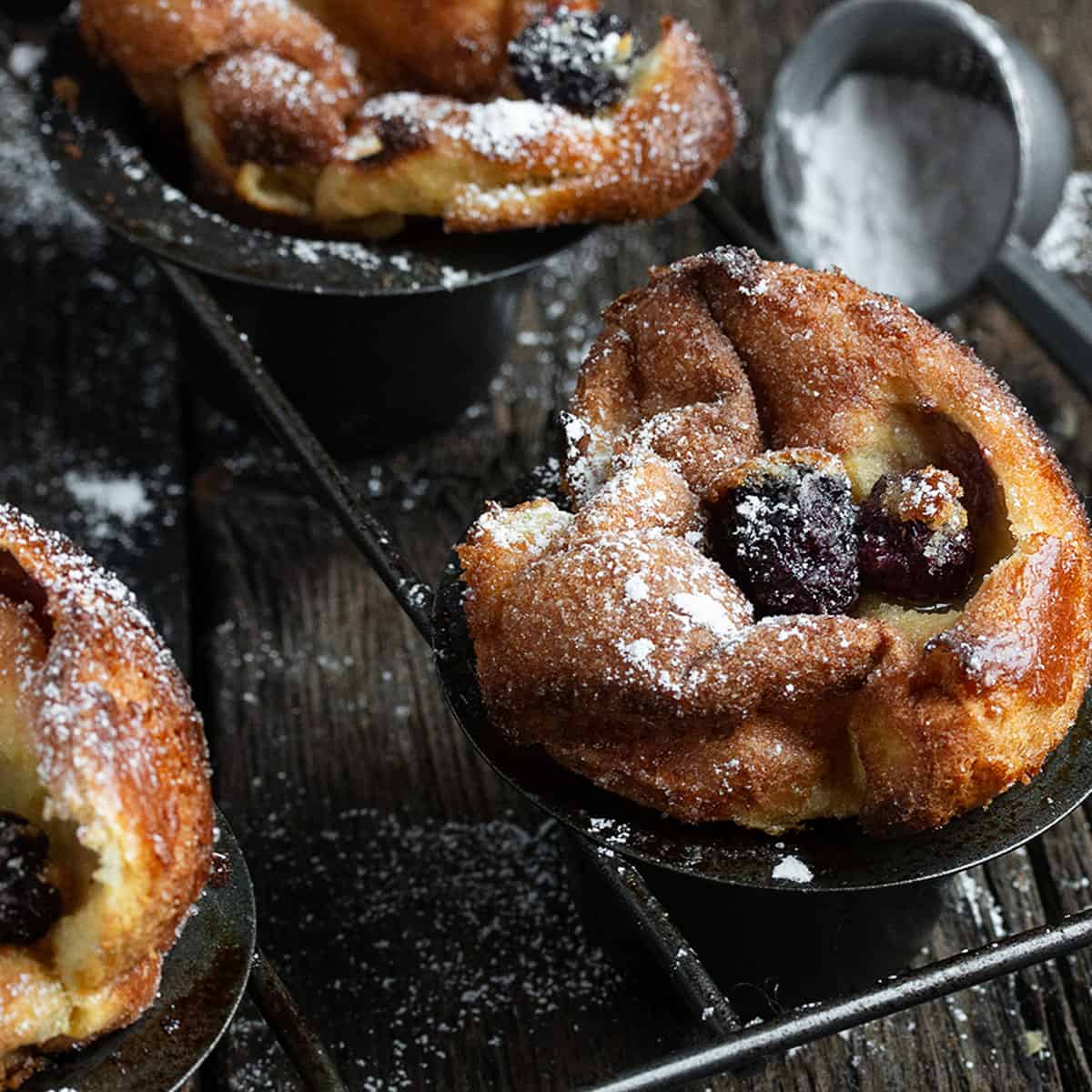 Sugar Crusted Blackberry Popovers
