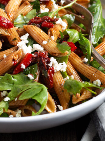 Italian pasta salad in a salad bowl.