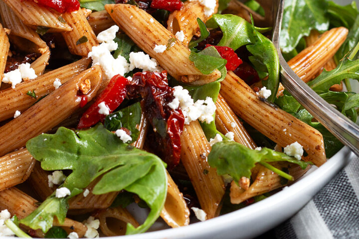 Italian pasta salad in a salad bowl.