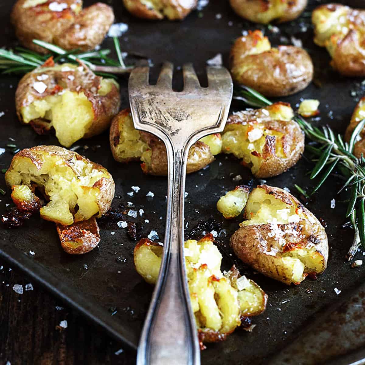 Rosemary and Olive Oil Smashed Potatoes Seasons and Suppers