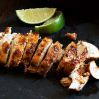 chili lime chicken on cutting board