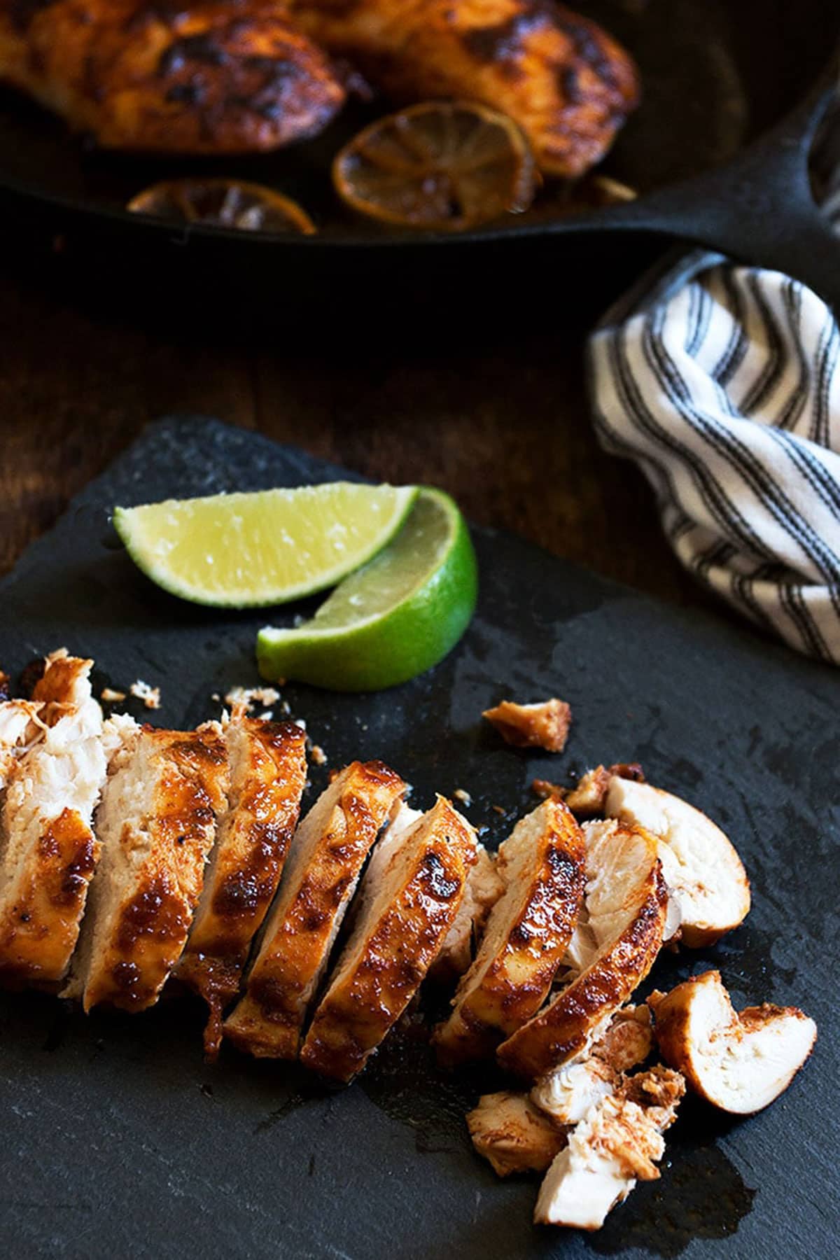 chili lime chicken on cutting board