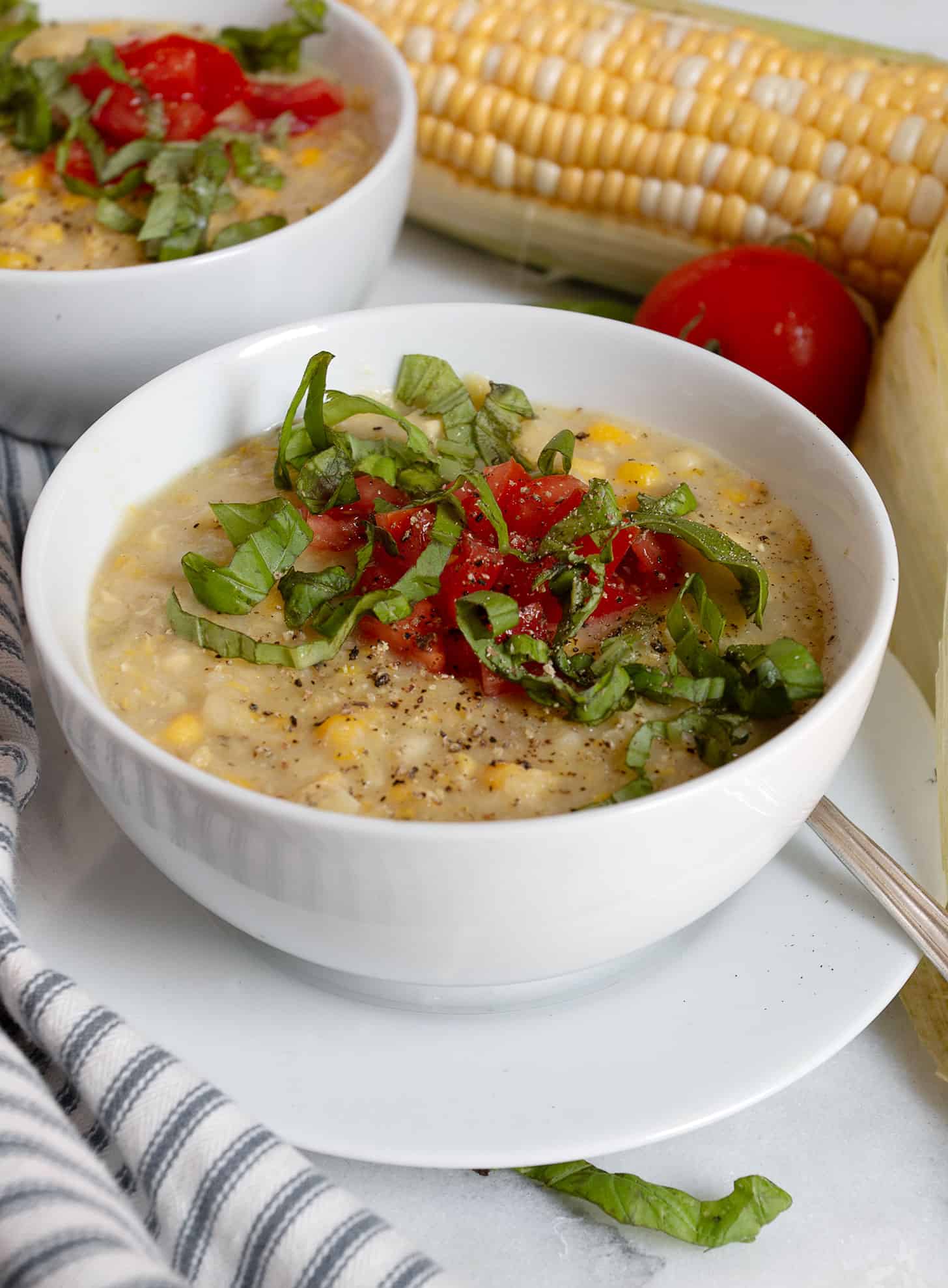 fresh sweet corn soup in bowl