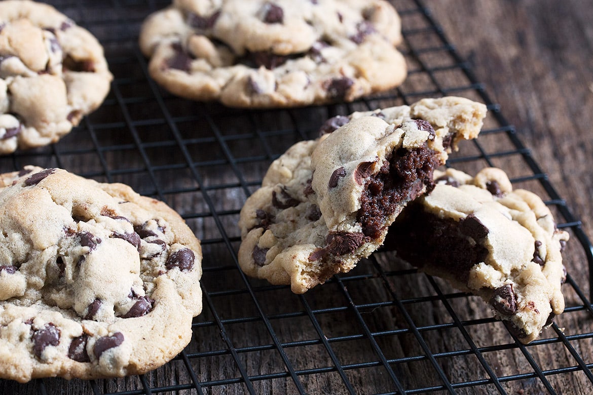 Brownie Stuffed Chocolate Chip Cookies Seasons And Suppers