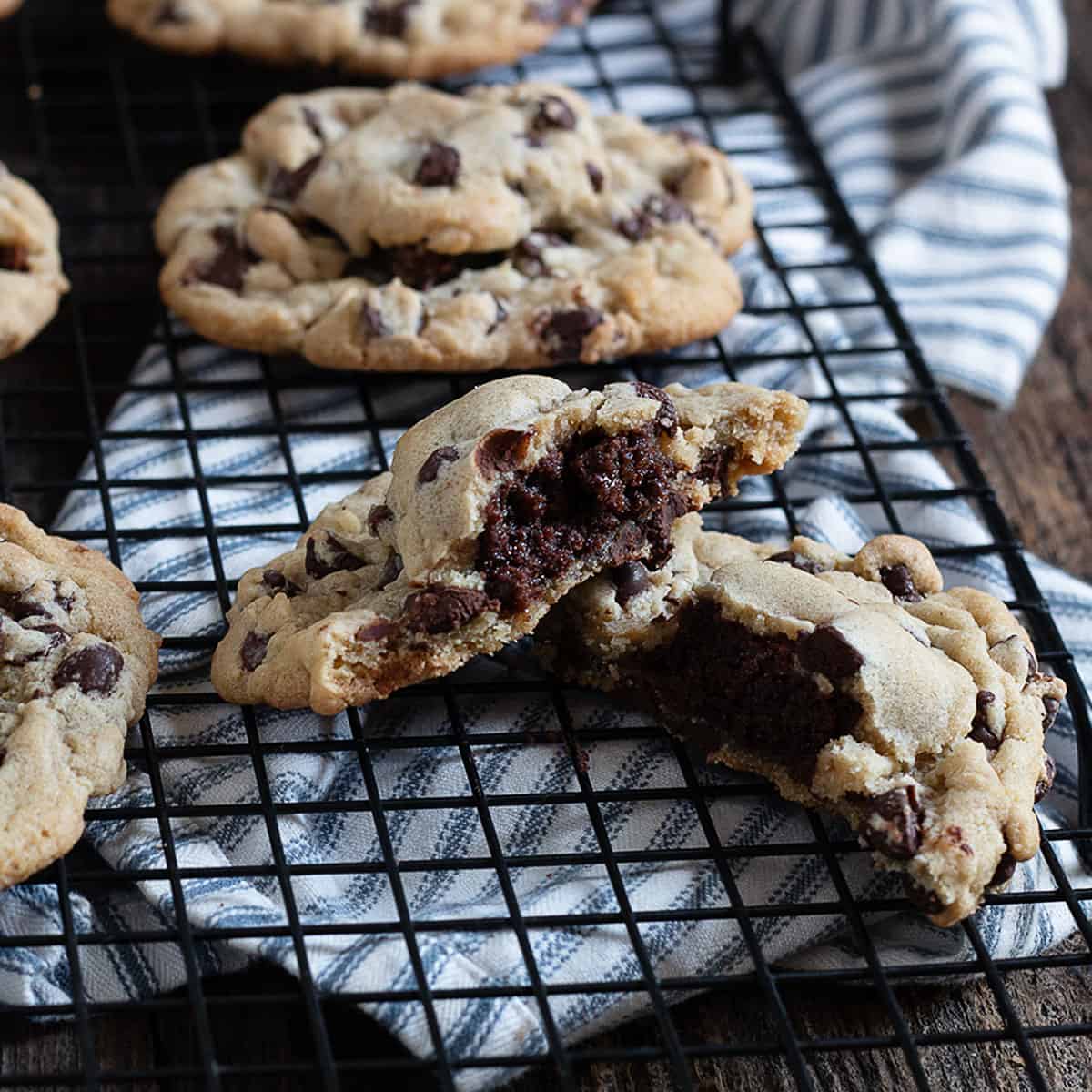 Brownie Stuffed Chocolate Chip Cookies - Seasons and Suppers
