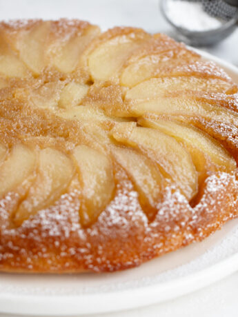 apple upside down cake on plate