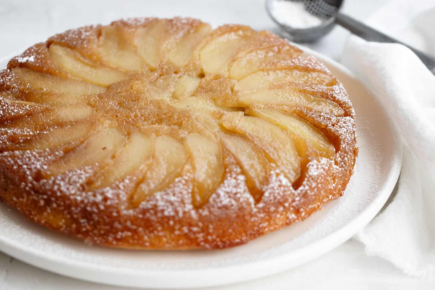 apple upside down cake on plate