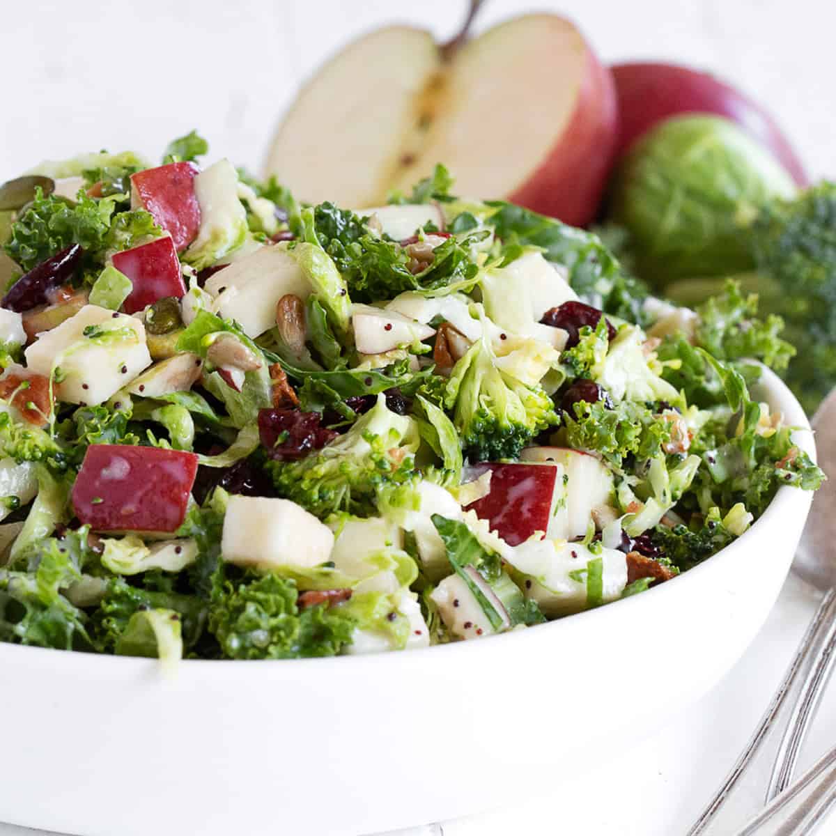 Fall Kale , Broccoli and Apple Salad