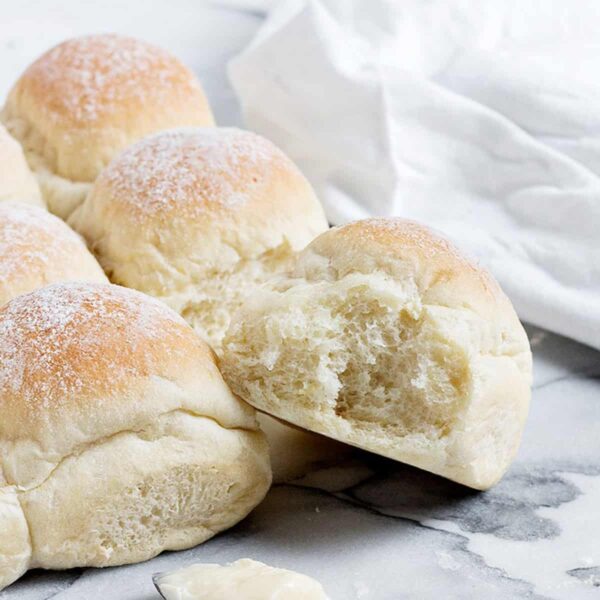 potato dinner rolls pulled apart