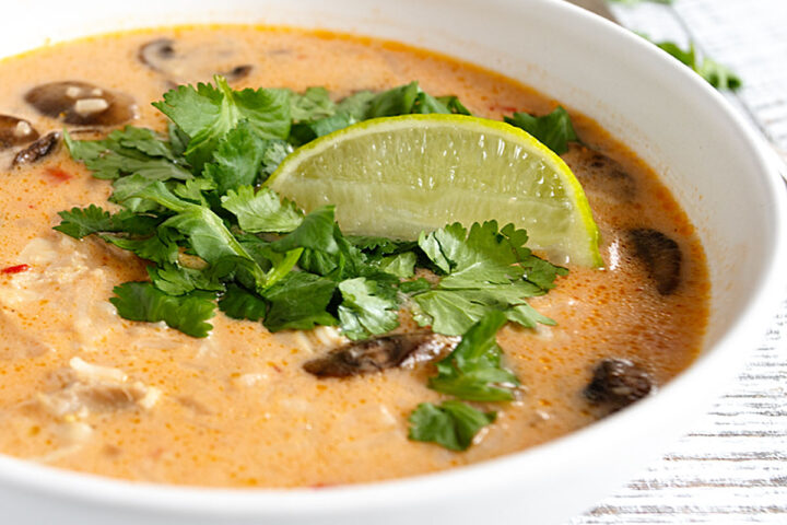 wicked Thai chicken soup in bowl