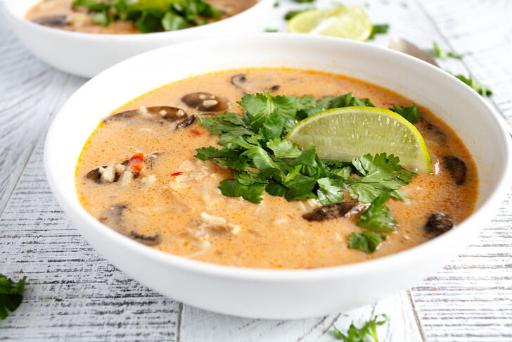 wicked Thai chicken soup in bowl