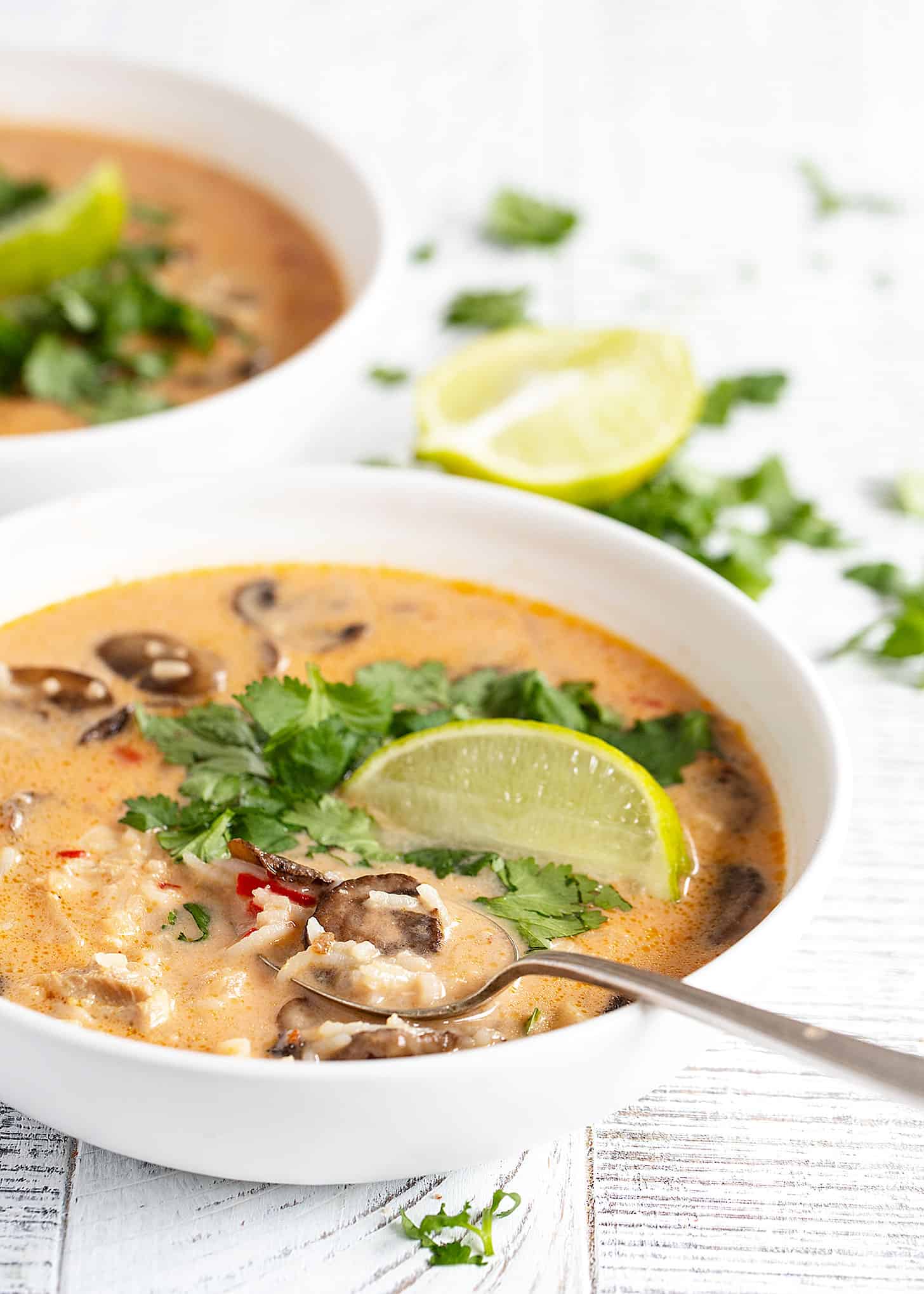 wicked Thai chicken soup in bowl