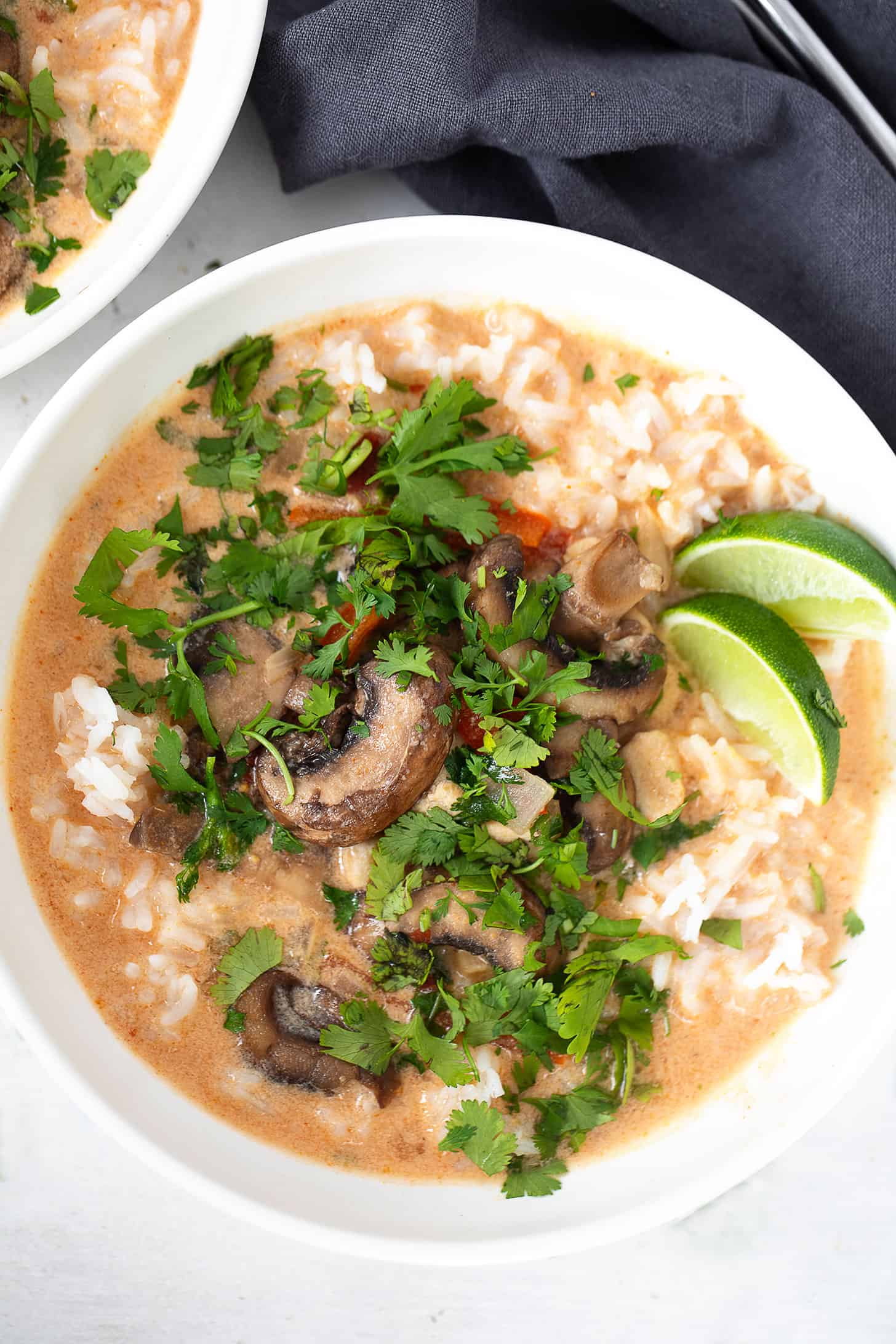 Wicked Thai chicken soup in serving bowl.