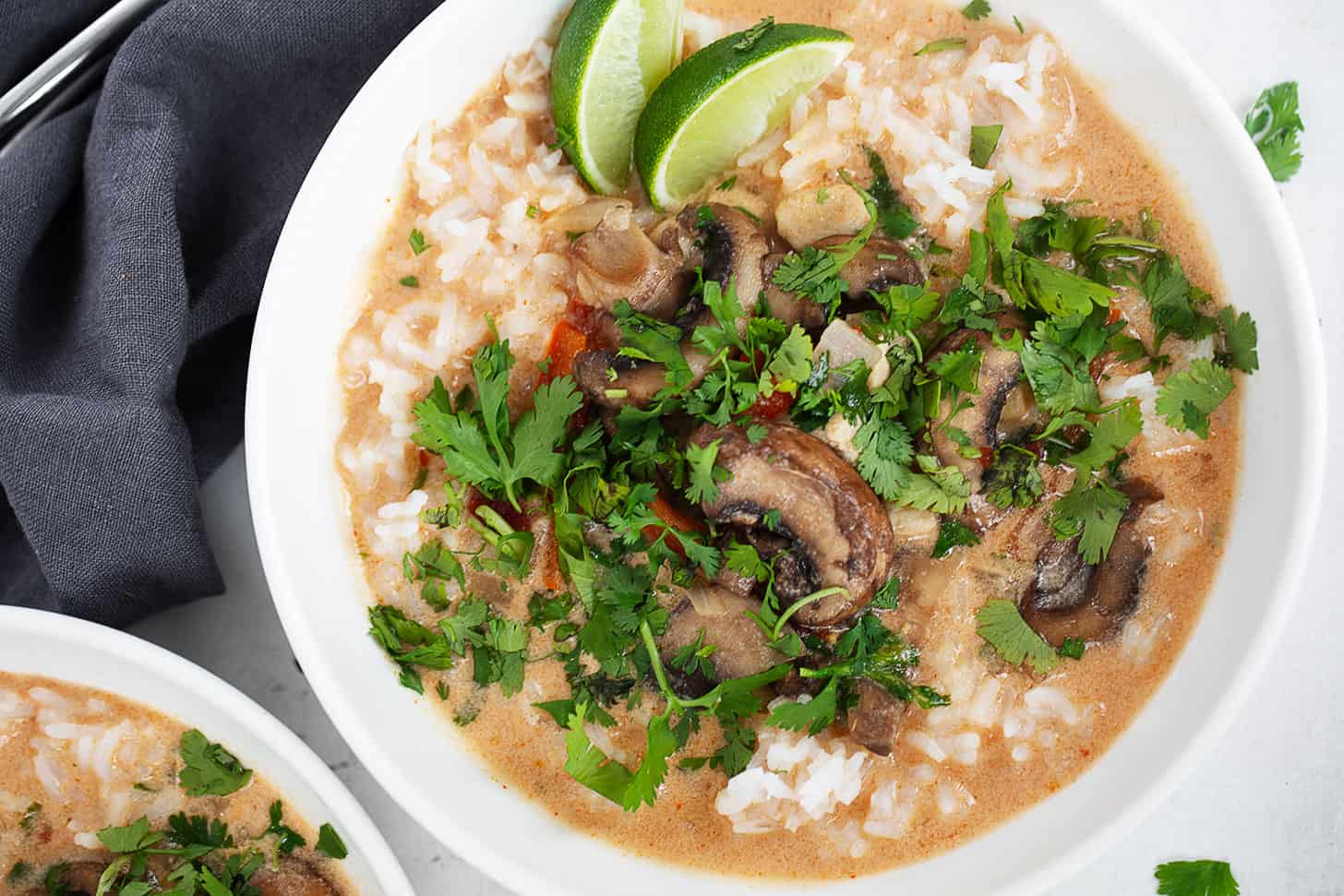 Wicked Thai chicken soup in serving bowl.