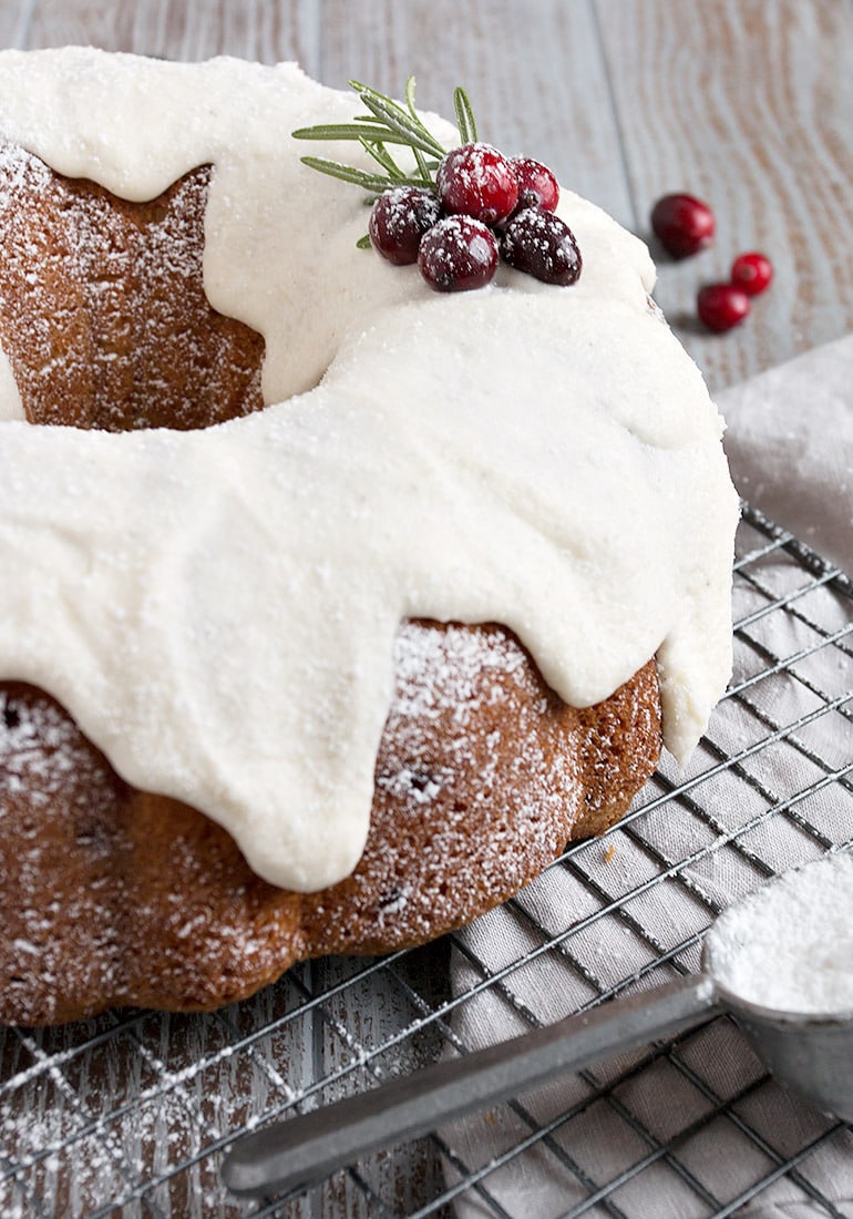 Snow Capped Cranberry Bundt Cake