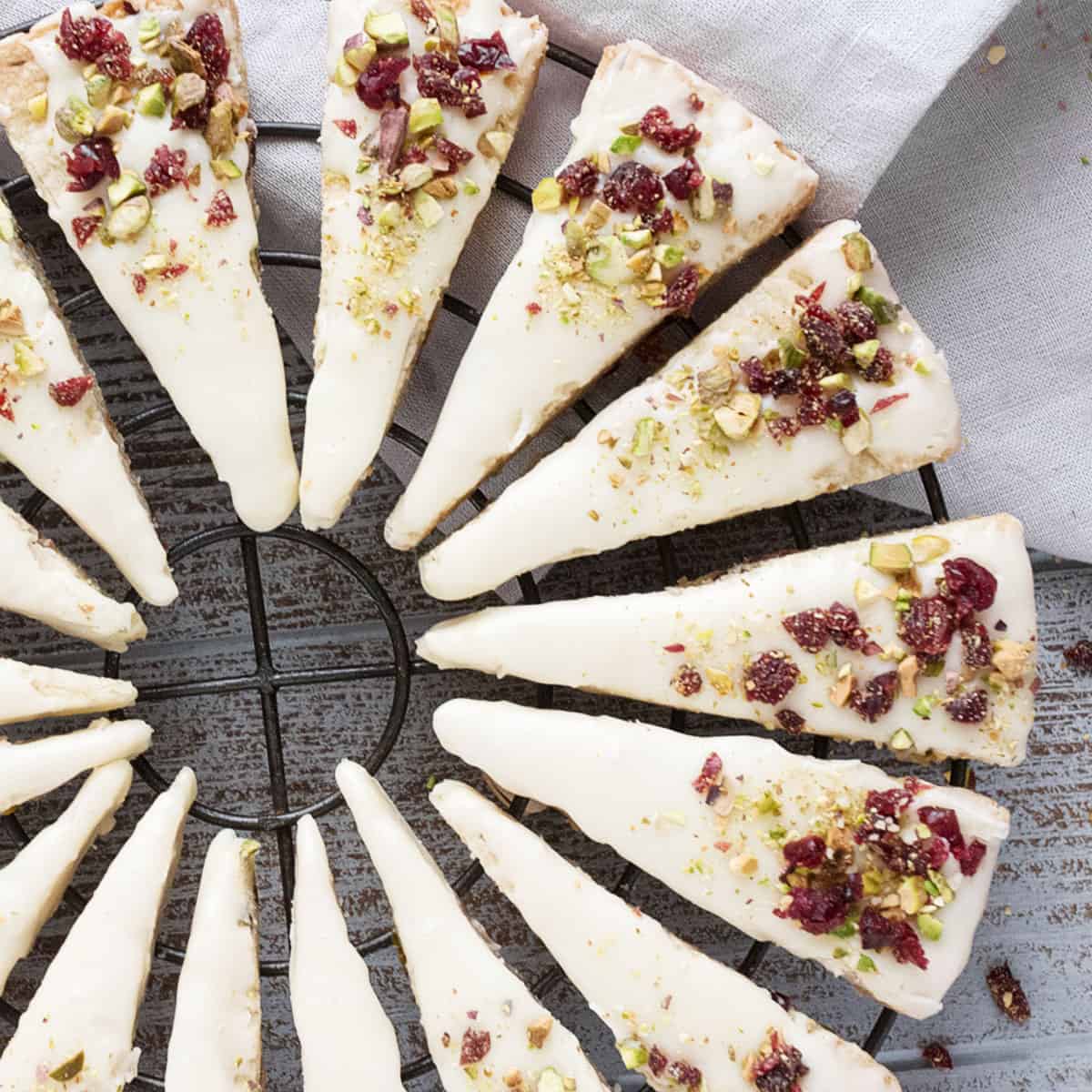 Cranberry Pistachio Shortbread Cookies