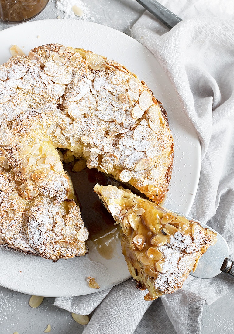 Almond Bread Pudding with Salted Caramel Sauce