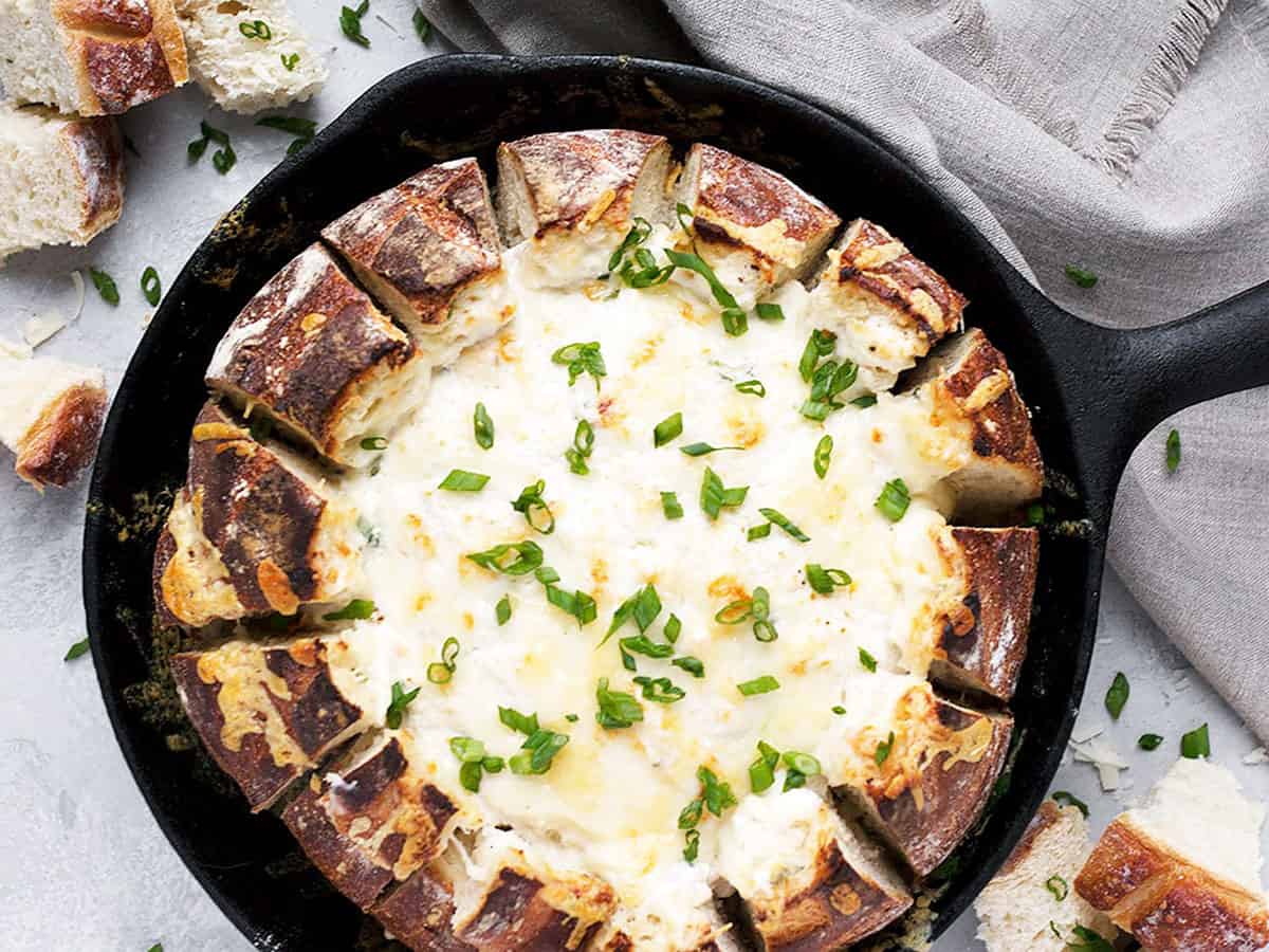 crab dip in sourdough bread bowl