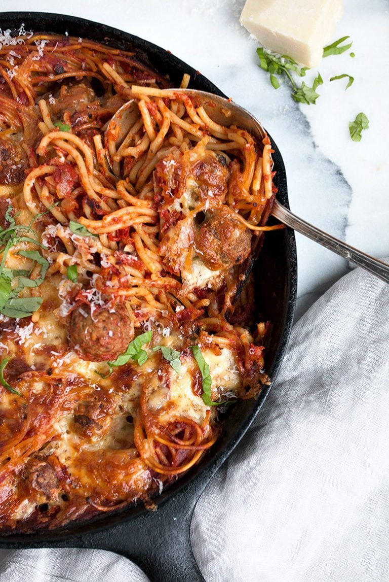Baked Spaghetti and Meatballs Seasons and Suppers