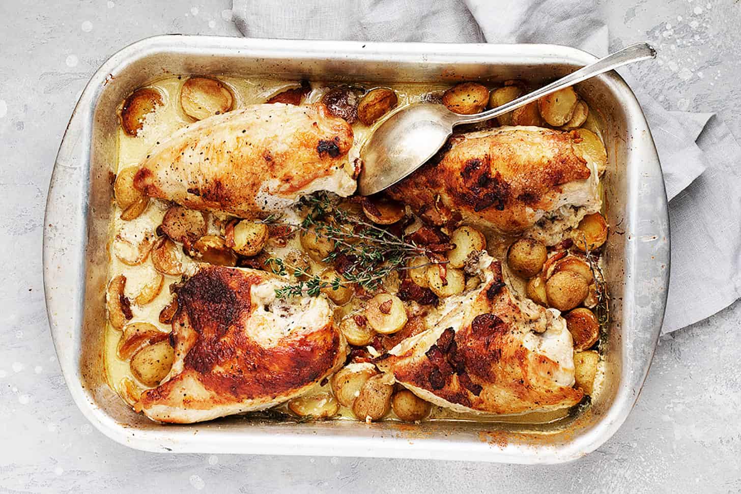 honey mustard chicken in baking dish