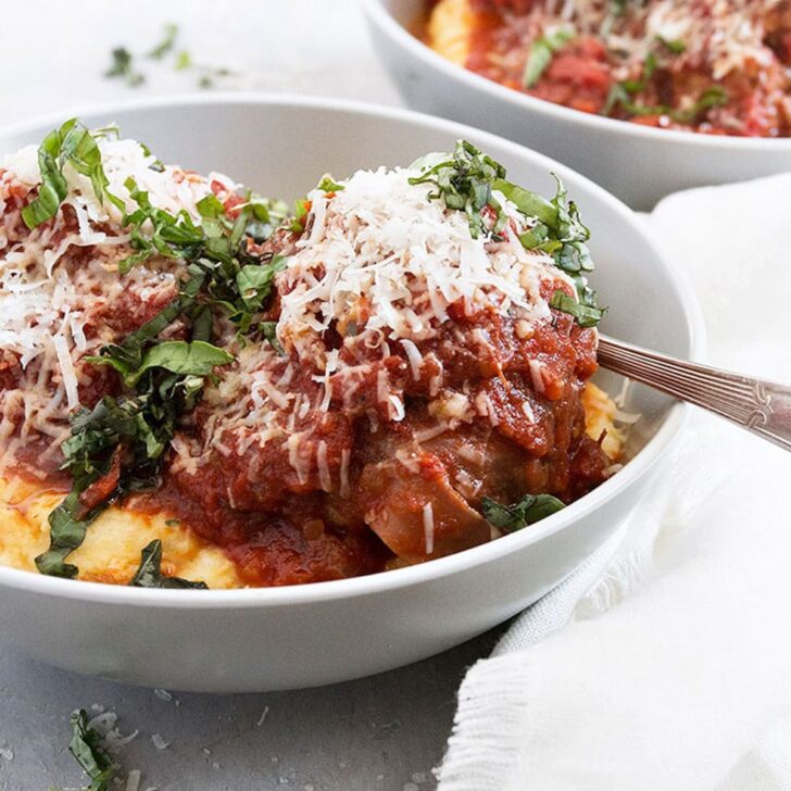 Pork Prosciutto Meatballs and Polenta Seasons and Suppers