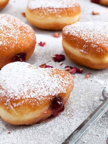 heart-shaped yeast donuts filled with jam