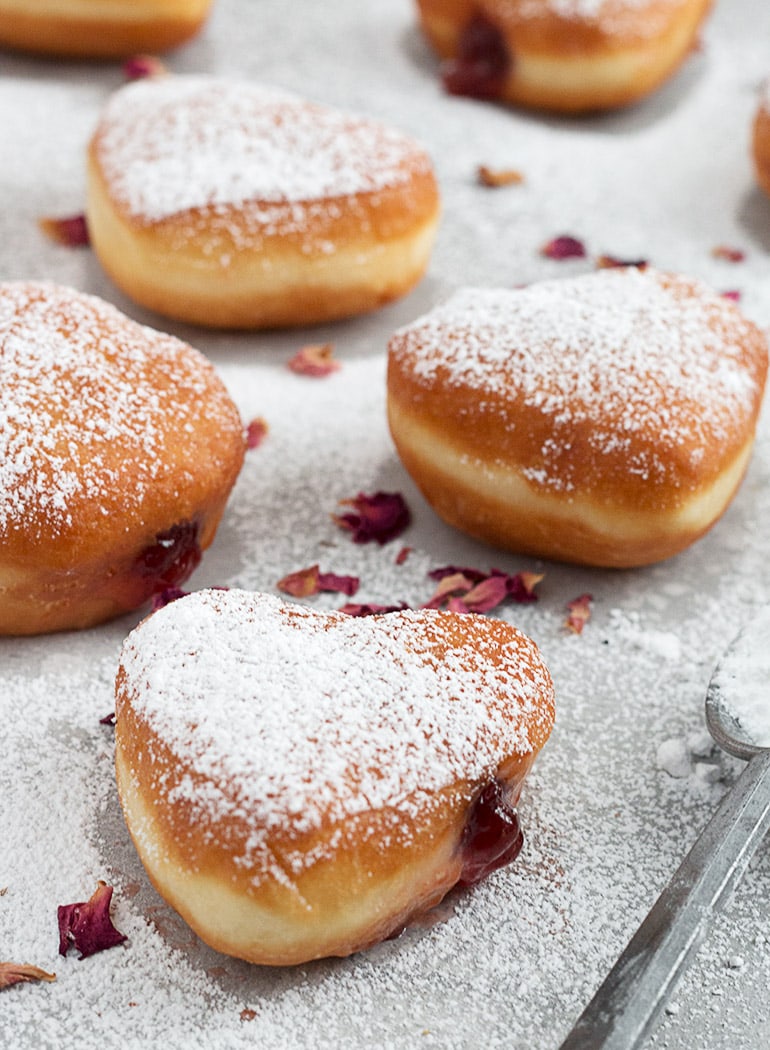 Heart-Shaped Jam-Filled Yeast Donuts