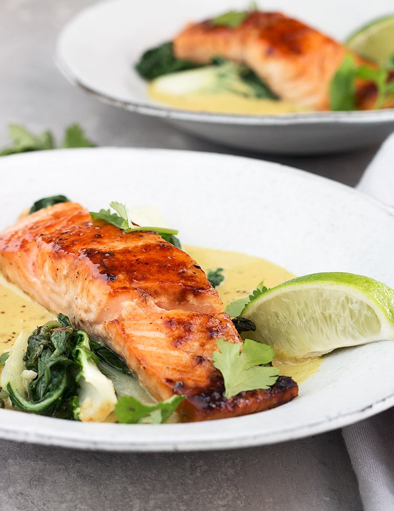 Sugar-Seared Salmon with Coconut Lime Sauce